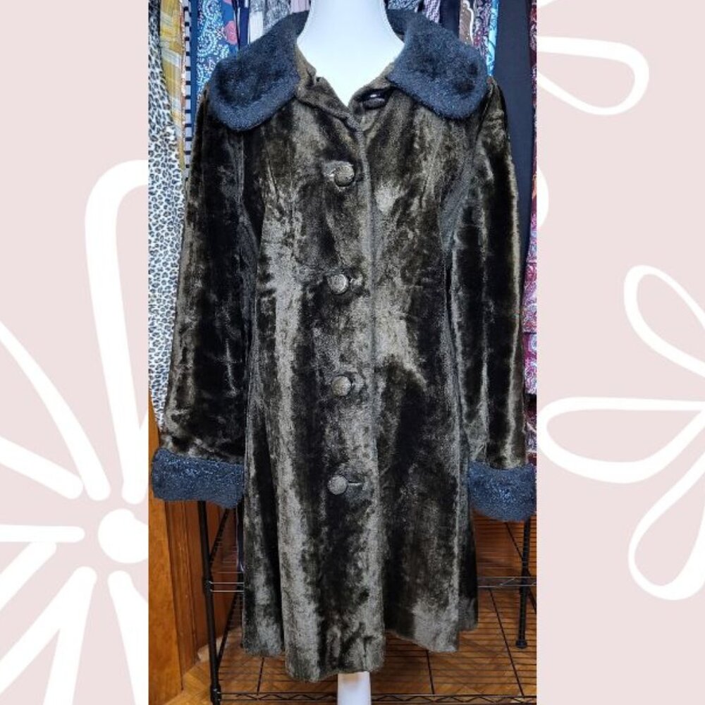 *RARE* GRAFF CALIFORNIA WEAR Vintage Crushed Velvet Coat Chocolate Brown…